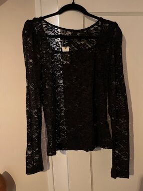 Sweet & Sexy Black Lace Long Sleeve Anthropologie Top